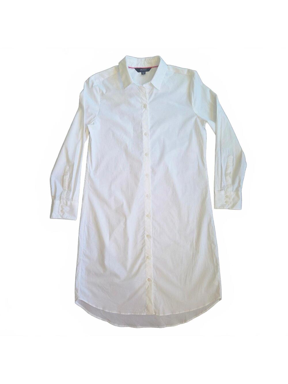 IMNYC Isaac Mizrahi White Button-Up Shirt Dress XS